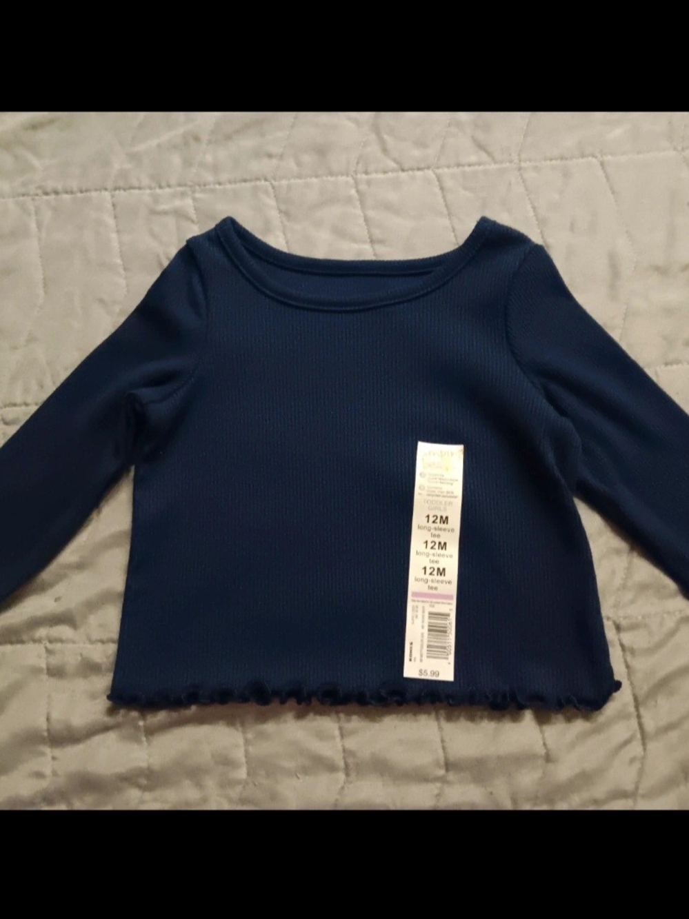 NWT Jumping beans Navy Ribbed Long-Sleeve Top - Size 12 Mth